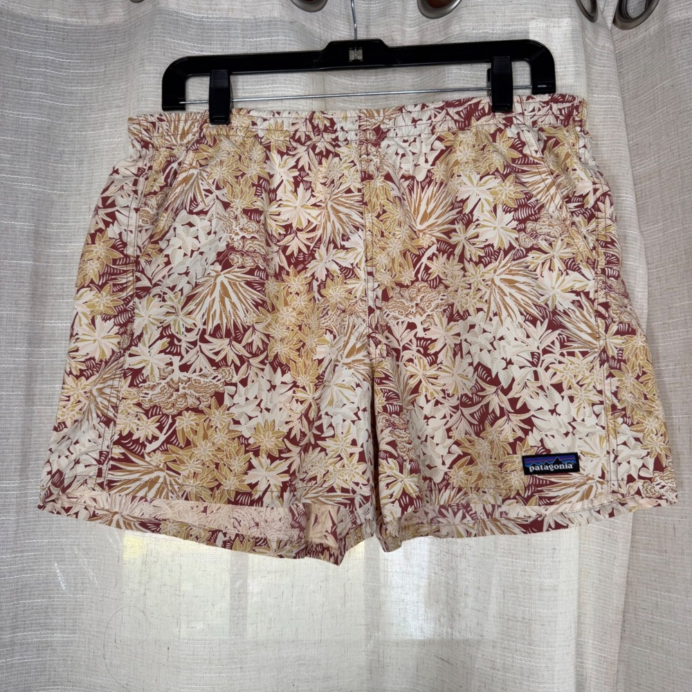 Patagonia Baggies 5" Shorts Tropical Floral Tan Unlined Women's Size Large 57059